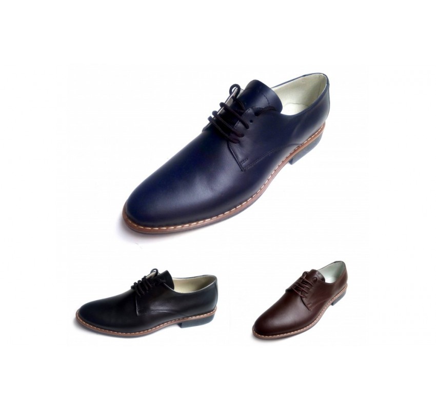 Oferta marimea 39, 41, 44, Pantofi barbati casual, eleganti din piele naturala bleumarin inchis, LNIC184BLBOX