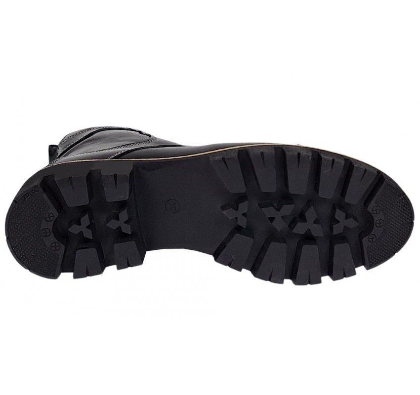 Bocanci dama din piele naturala, imblaniti, cusuti, Negru LOUISA 