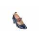 Oferta marimea 35 - Pantofi dama, eleganti, din piele naturala in combinatie cu piele lac, culoare bleumarin - LP104BLBL