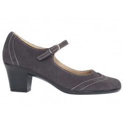 Reducere Marimea 37 Pantofi dama eleganti din piele naturala intoarsa gri, toc de  5cm LP104GRIVEL