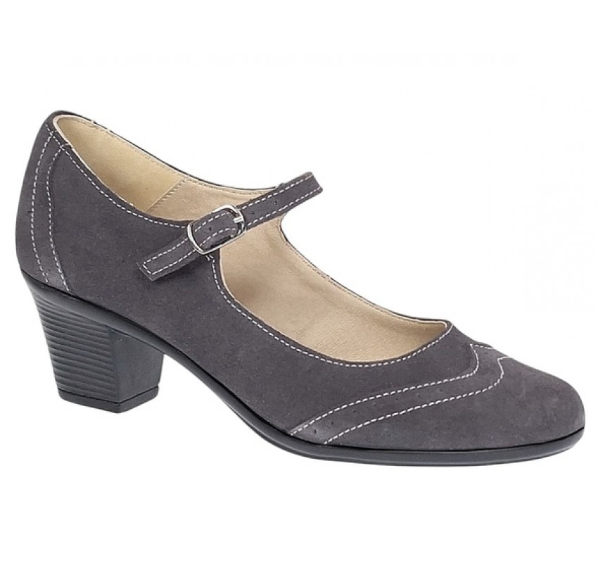 Reducere Marimea 37 Pantofi dama eleganti din piele naturala intoarsa gri, toc de  5cm LP104GRIVEL