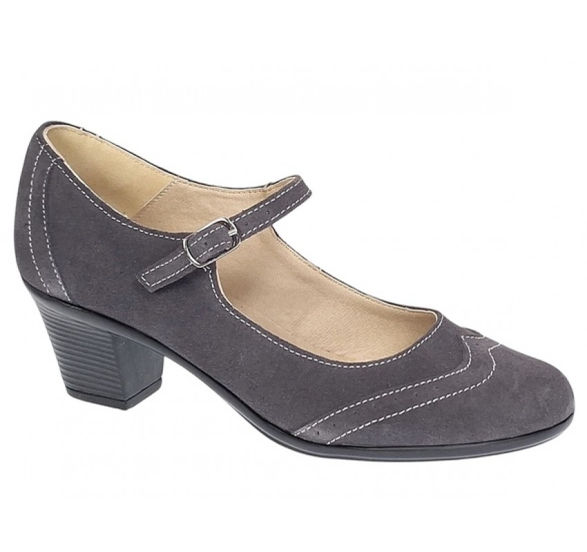 Reducere Marimea 37 Pantofi dama eleganti din piele naturala intoarsa gri, toc de  5cm LP104GRIVEL