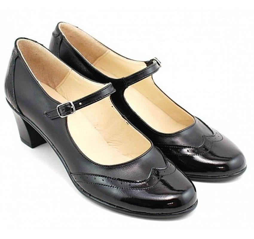 Marimea 39 Pantofi dama eleganti din piele naturala box cu toc de 5 cm LP104NL5