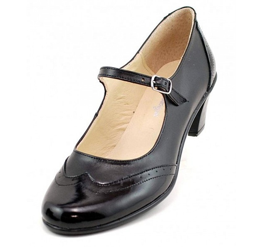 Marimea 39 Pantofi dama eleganti din piele naturala box cu toc de 5 cm LP104NL5