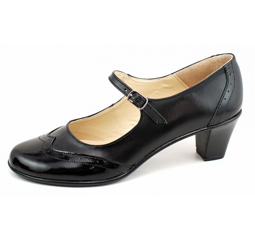Marimea 39 Pantofi dama eleganti din piele naturala box cu toc de 5 cm LP104NL5