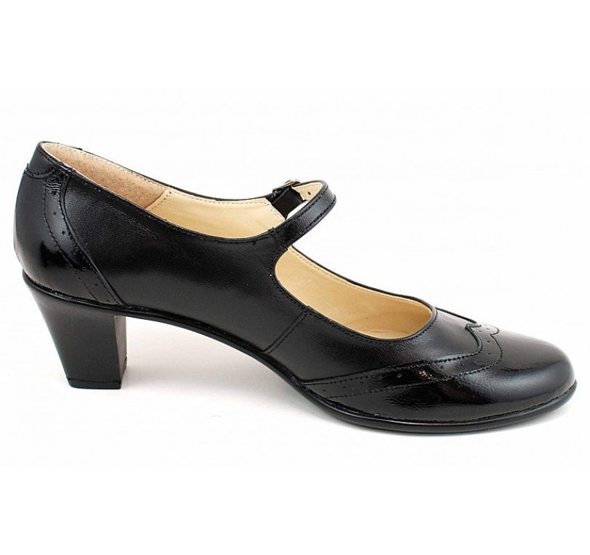 Marimea 39 Pantofi dama eleganti din piele naturala box cu toc de 5 cm LP104NL5