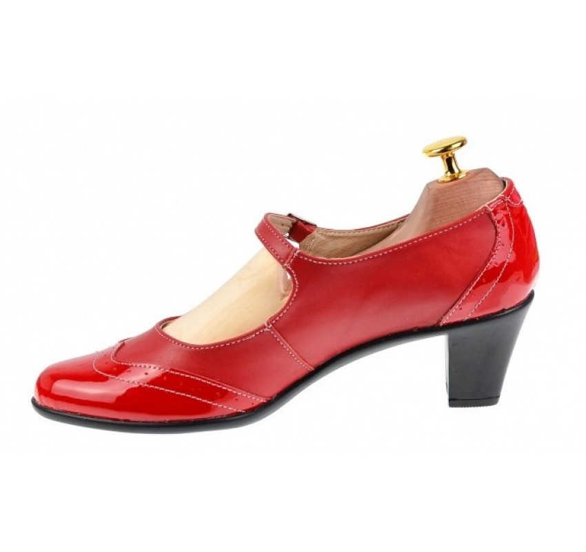 Oferta  marimea 36- Pantofi dama rosii, eleganti, din piele naturala, cu toc de 5 cm,LP104RR
