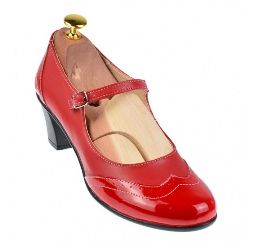 Oferta  marimea 36- Pantofi dama rosii, eleganti, din piele naturala, cu toc de 5 cm,LP104RR