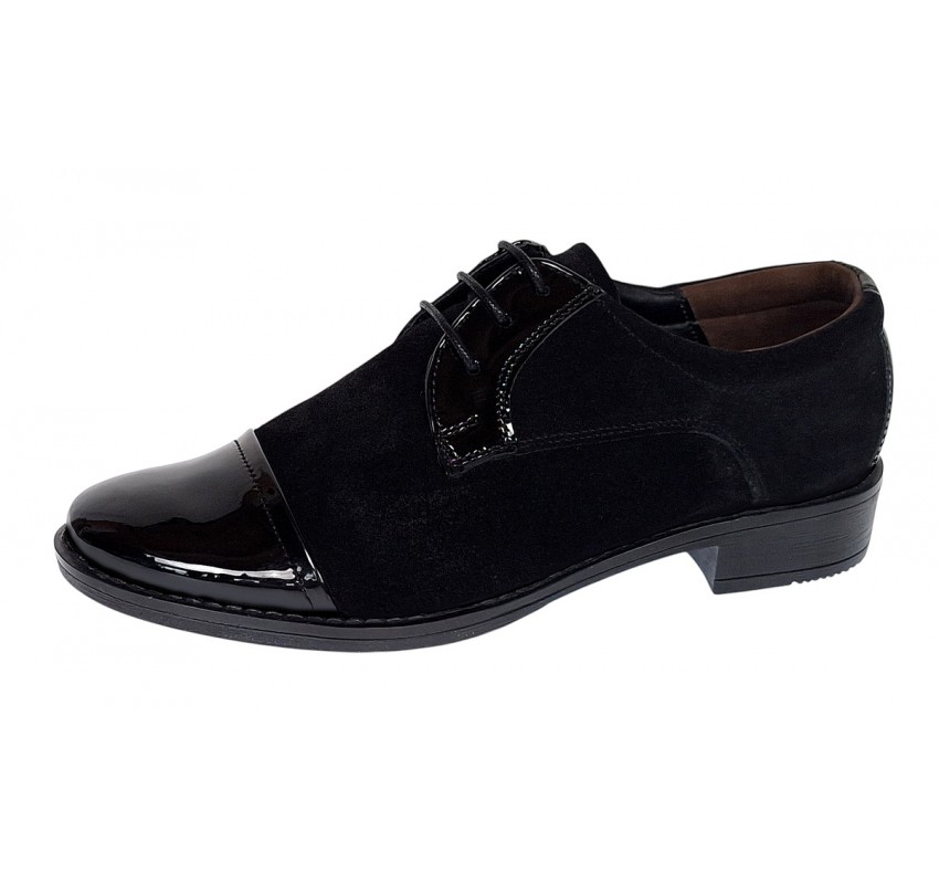 Oferta marimea 38, 39,40 - Pantofi dama casual din piele naturala intoarsa si lacuita - LP10NNLACVEL Oferta marimea 38, 39,40 - Pantofi dama casual din piele naturala intoarsa si lacuita - LP10NNLACVEL