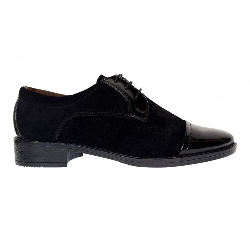 Oferta marimea 38, 39,40 - Pantofi dama casual din piele naturala intoarsa si lacuita - LP10NNLACVEL Oferta marimea 38, 39,40 - Pantofi dama casual din piele naturala intoarsa si lacuita - LP10NNLACVEL