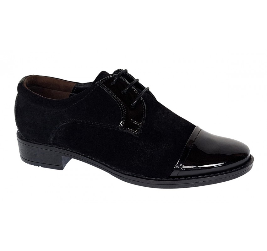 Oferta marimea 38, 39,40 - Pantofi dama casual din piele naturala intoarsa si lacuita - LP10NNLACVEL Oferta marimea 38, 39,40 - Pantofi dama casual din piele naturala intoarsa si lacuita - LP10NNLACVEL