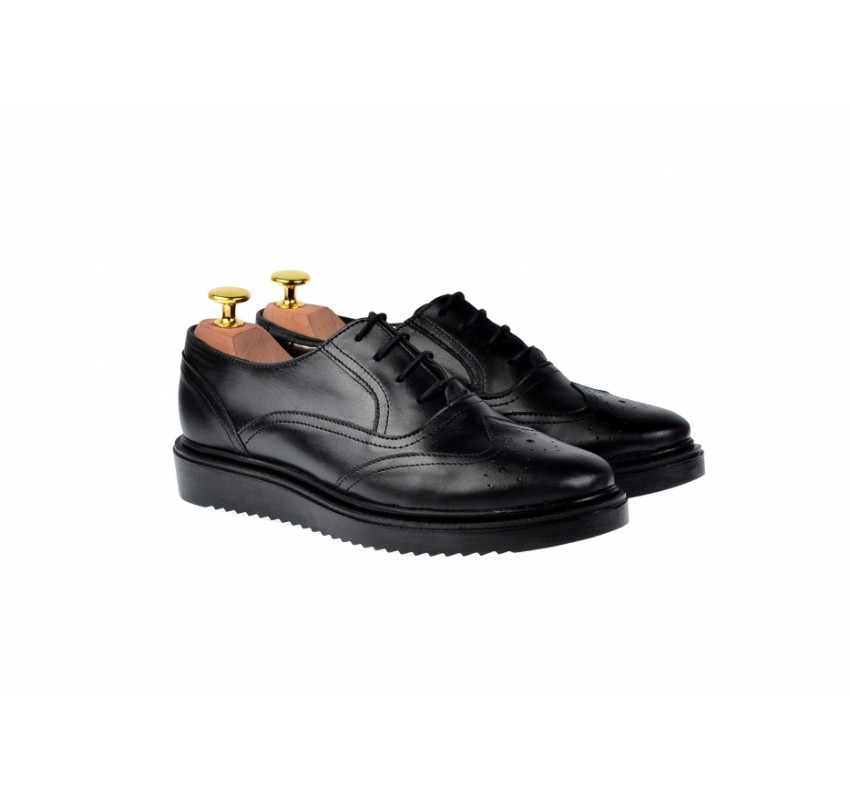 OFERTA marimea 37 - Pantofi dama, negri, casual, din piele naturala, talpi ortopedice -  LP29NORTO