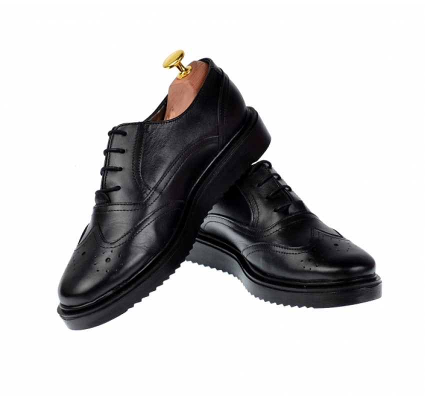 OFERTA marimea 37 - Pantofi dama, negri, casual, din piele naturala, talpi ortopedice -  LP29NORTO