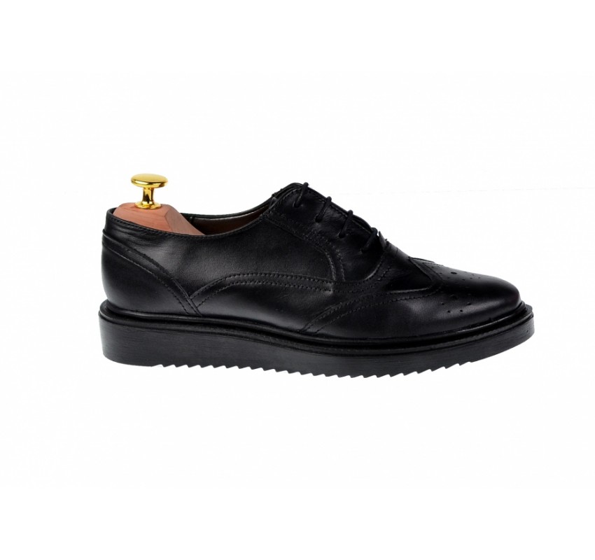 OFERTA marimea 37 - Pantofi dama, negri, casual, din piele naturala, talpi ortopedice -  LP29NORTO