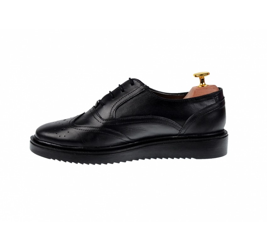 OFERTA marimea 37 - Pantofi dama, negri, casual, din piele naturala, talpi ortopedice -  LP29NORTO