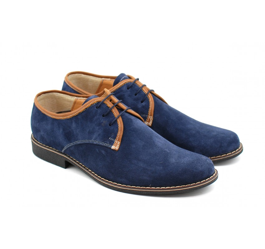 Oferta marimea 42, pantofi barbati casual, din piele naturala, culoare bleumarin LP34BLUE