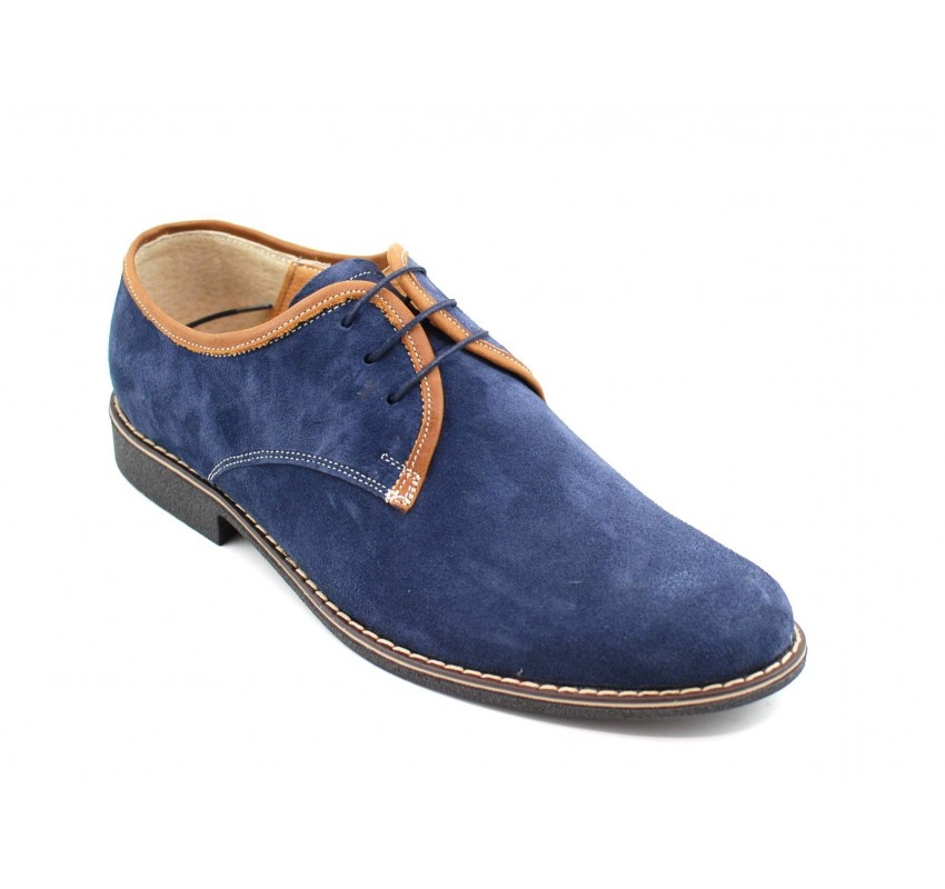 Oferta marimea 42, pantofi barbati casual, din piele naturala, culoare bleumarin LP34BLUE