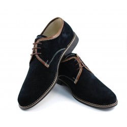 Oferta marimea 42-  Pantofi barbati casual din piele naturala intoarsa, culoare neagra, LP34NM