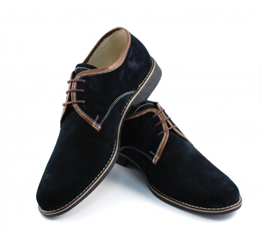 Oferta marimea 42-  Pantofi barbati casual din piele naturala intoarsa, culoare neagra, LP34NM