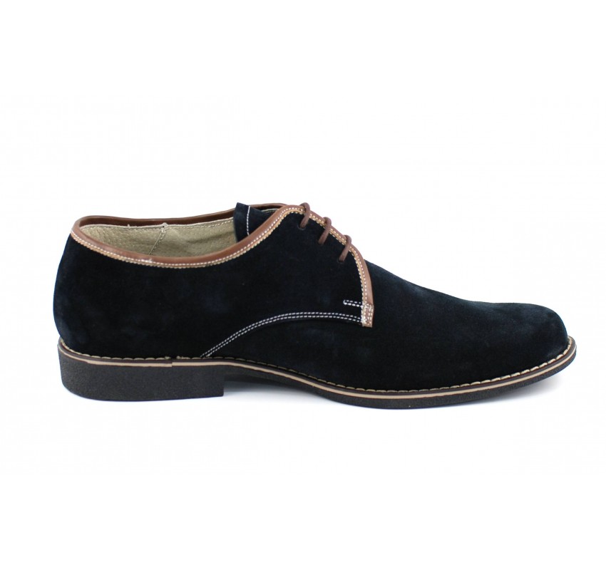 Oferta marimea 42-  Pantofi barbati casual din piele naturala intoarsa, culoare neagra, LP34NM