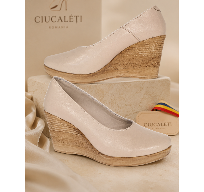 Pantofi dama Bej Casual din piele naturala cu talpa tip pana LP3550BEJ
