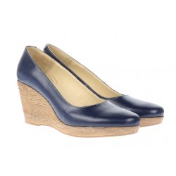 Oferta  39 Pantofi dama casual din piele naturala bleumarin cu platforma de 7 cm Mara - LP3550BL