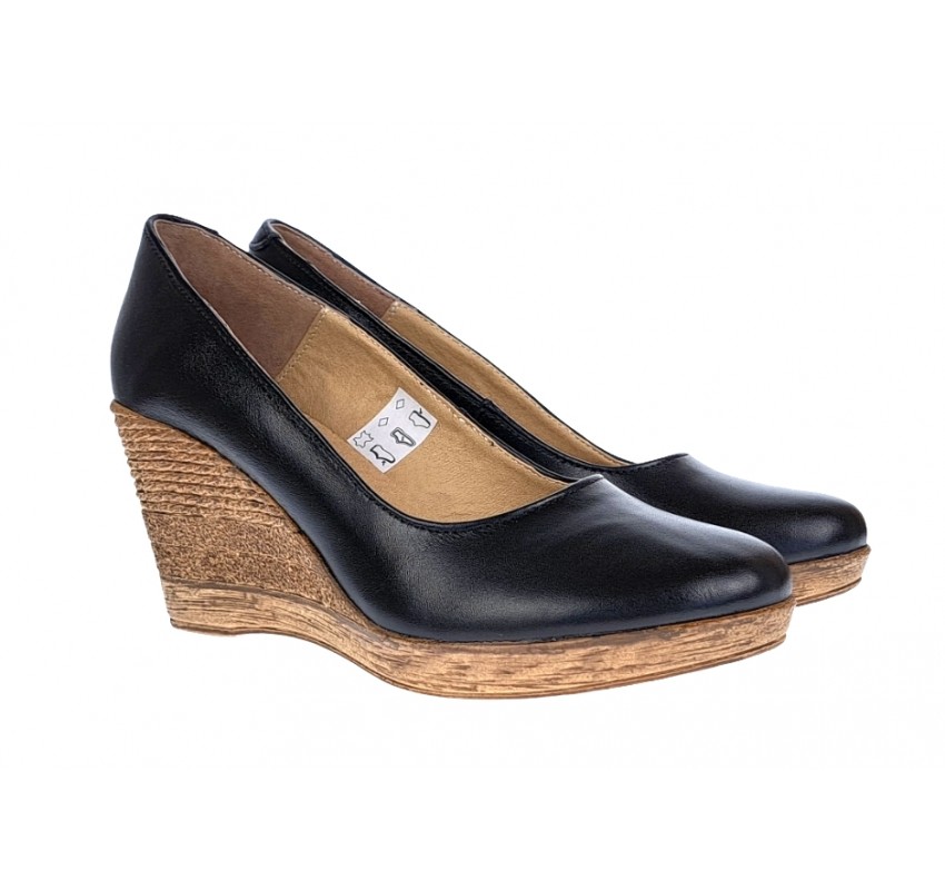 OFERTA  marimea  36, 41  - Pantofi dama, casual, din piele naturala box, platforme de 7 cm - MARA LP3550N