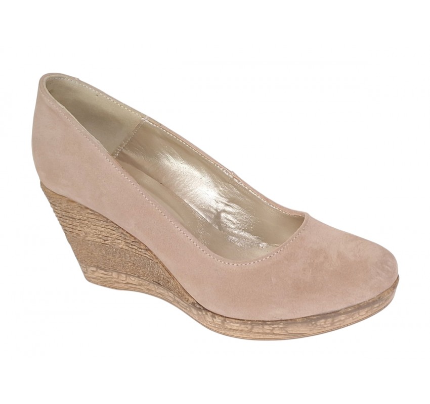 Pantofi dama casual din piele naturala intoarsa bej MARA LP3550VB