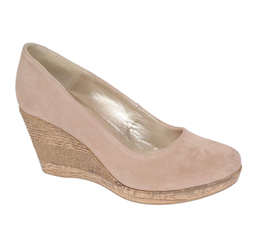 Pantofi dama casual din piele naturala intoarsa bej MARA LP3550VB