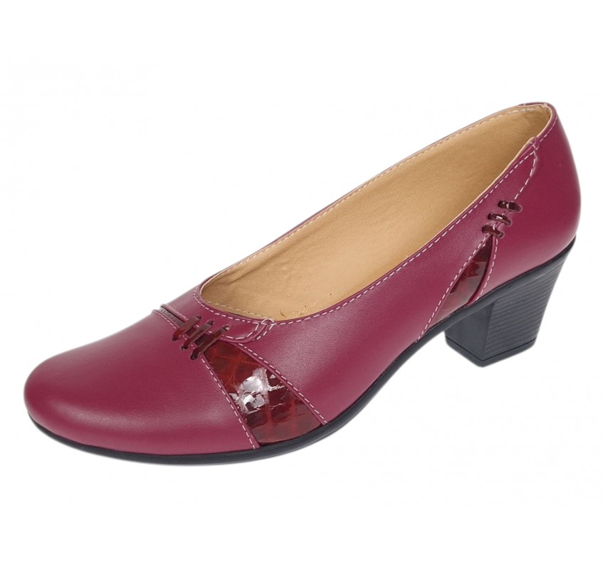 Marimea 39 Pantofi dama eleganti piele naturala grena LP36XGR