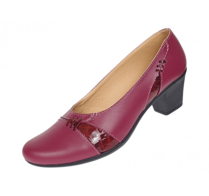 Marimea 39 Pantofi dama eleganti piele naturala grena LP36XGR