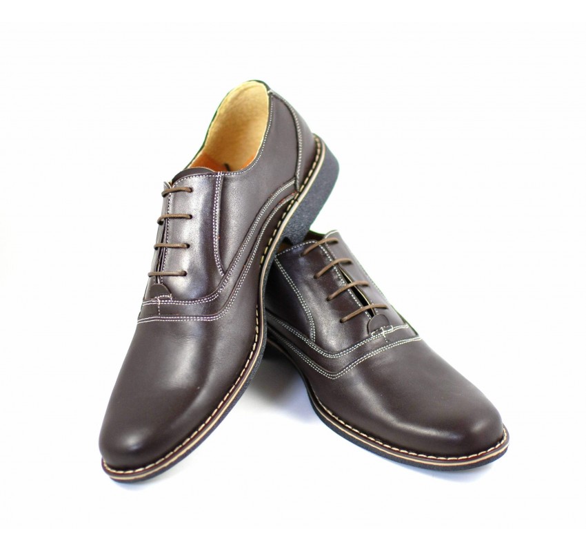 Oferta marimea 43 - Pantofi barbati eleganti din piele naturala, culoare maro - LP37M
