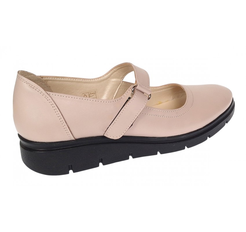 Oferta marimea 35, 39 - Pantofi dama din piele naturala cu bareta, Bej - LP38BEJ