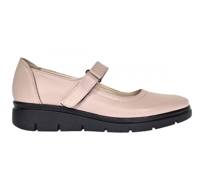 Oferta marimea 35, 39 - Pantofi dama din piele naturala cu bareta, Bej - LP38BEJ