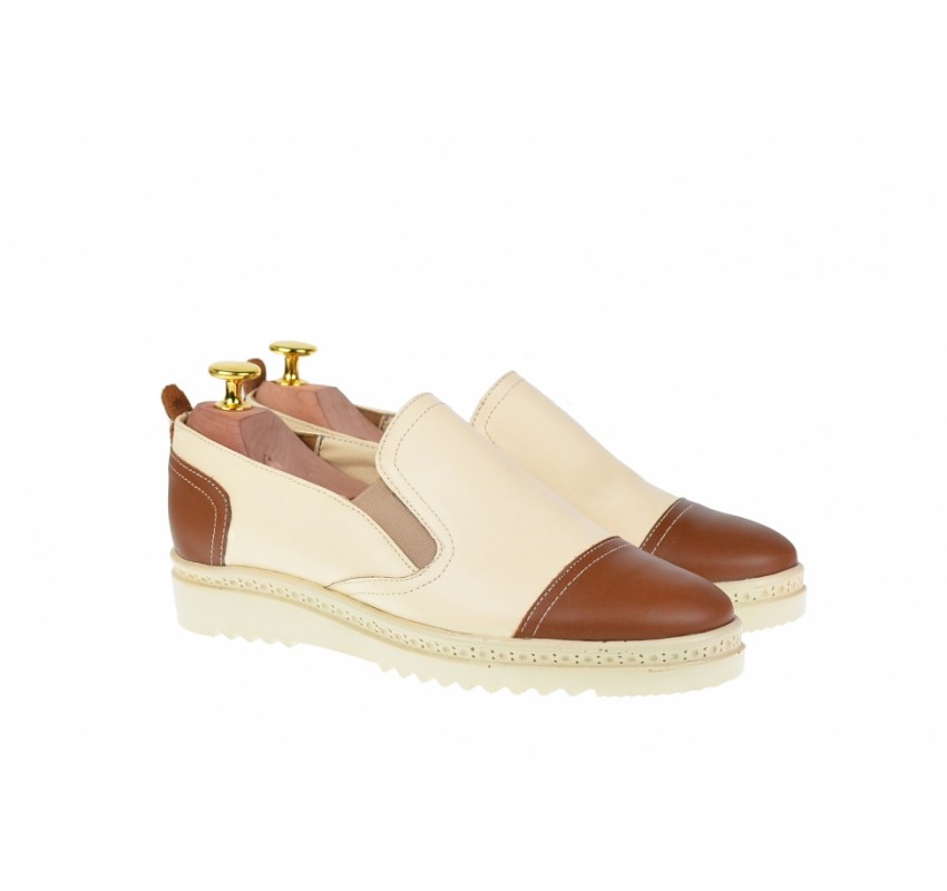 OFERTA marimea 37 - Pantofi dama casual din piele naturala cu elastic - LP39MBEJ