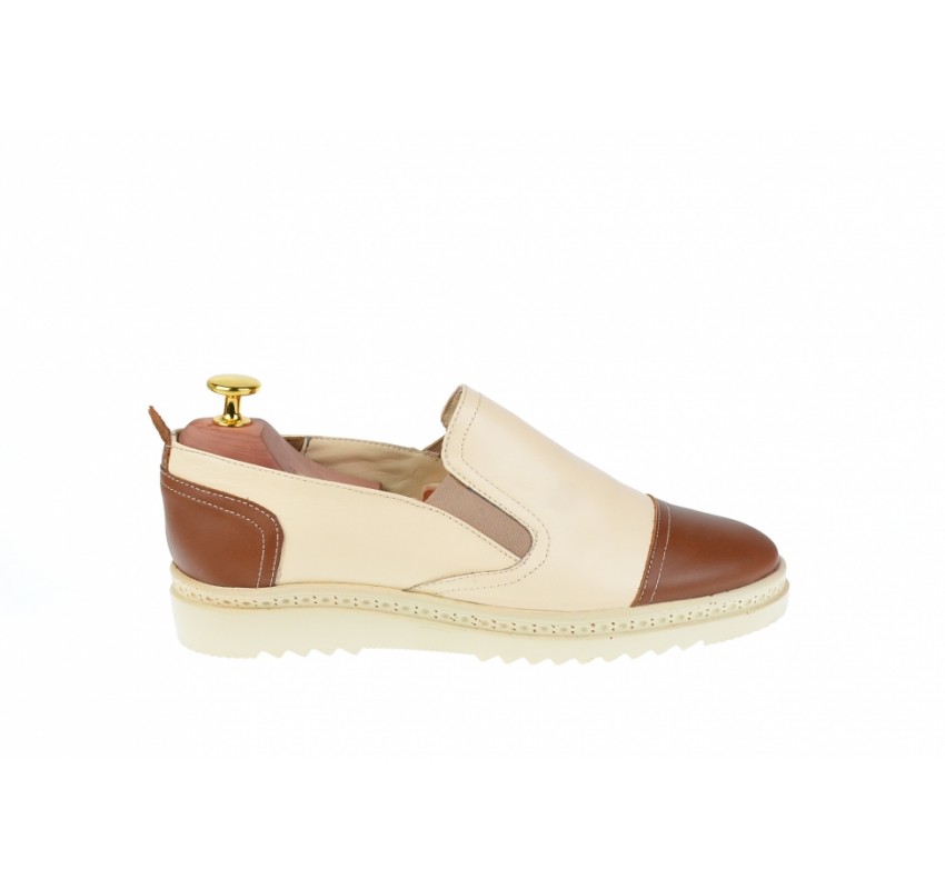 OFERTA marimea 37 - Pantofi dama casual din piele naturala cu elastic - LP39MBEJ