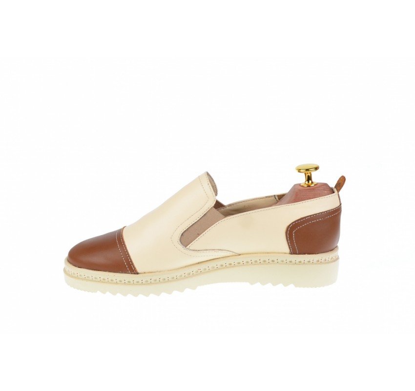 OFERTA marimea 37 - Pantofi dama casual din piele naturala cu elastic - LP39MBEJ