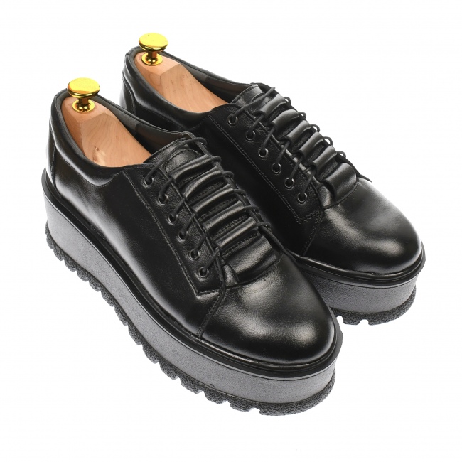 Beware Bowling Adolescent Oferta marimea 39 - Pantofi dama, cu talpa groasa, casual, 4 cm, negru -  LP502N - ELLEGANT.RO