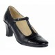 Pantofi dama eleganti din piele naturala cu bareta si varf lac - LP50N
