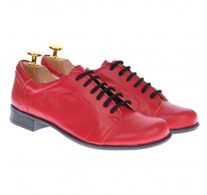 Oferta marimea 39 -  Pantofi dama, model casual din piele naturala, rosii - LP53RED