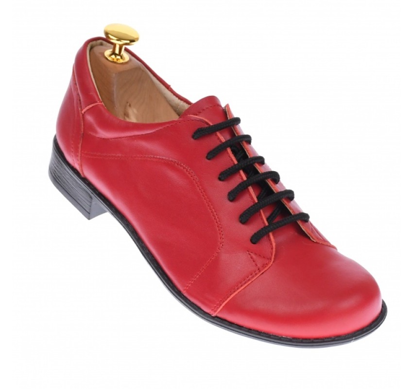 Oferta marimea 39 -  Pantofi dama, model casual din piele naturala, rosii - LP53RED