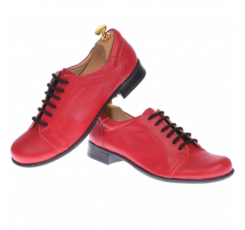 Oferta marimea 39 -  Pantofi dama, model casual din piele naturala, rosii - LP53RED