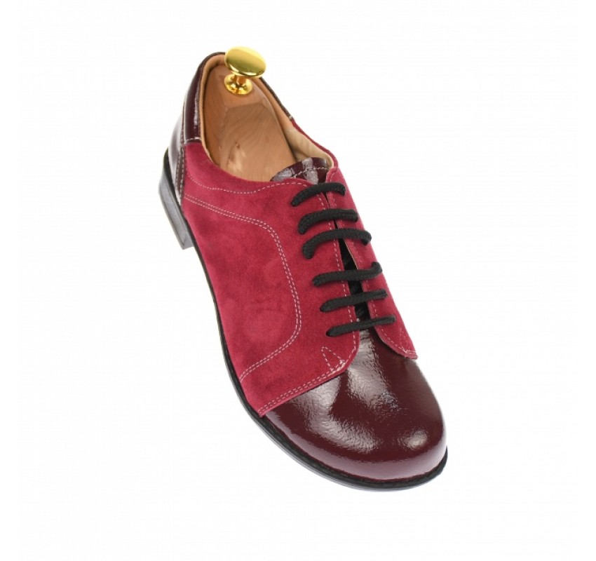 Oferta marimea 40 - Pantofi dama, casual, din piele naturala intorsa si lac, culoare visiniu - LP53VELV Oferta marimea 40 - Pantofi dama, casual, din piele naturala intorsa si lac, culoare visiniu - LP53VELV