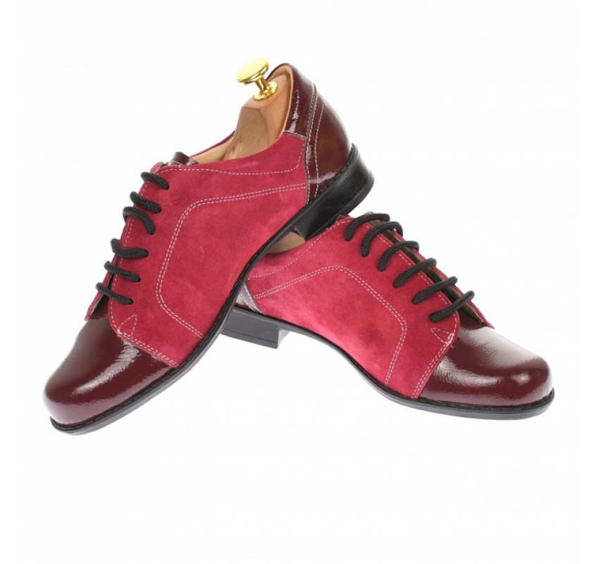 Oferta marimea 40 - Pantofi dama, casual, din piele naturala intorsa si lac, culoare visiniu - LP53VELV Oferta marimea 40 - Pantofi dama, casual, din piele naturala intorsa si lac, culoare visiniu - LP53VELV