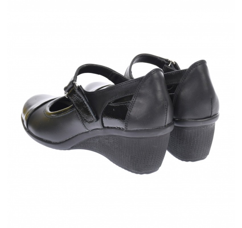 Oferta marimea 39 - Pantofi dama, casual, din piele naturala in combinatie cu piele lac, cu platforme de 5 cm - LP60NLAC