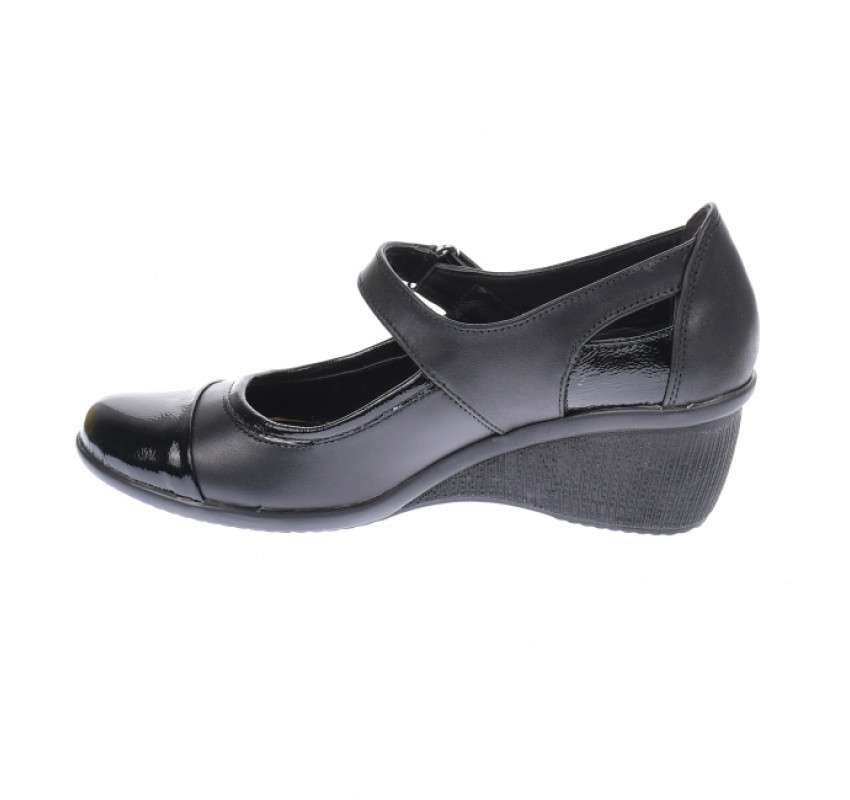 Oferta marimea 39 - Pantofi dama, casual, din piele naturala in combinatie cu piele lac, cu platforme de 5 cm - LP60NLAC