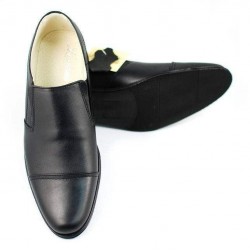 Pantofi barbati eleganti din piele naturala cu elastic Negru P61NEL