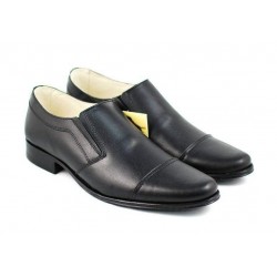 Pantofi barbati eleganti din piele naturala cu elastic Negru P61NEL