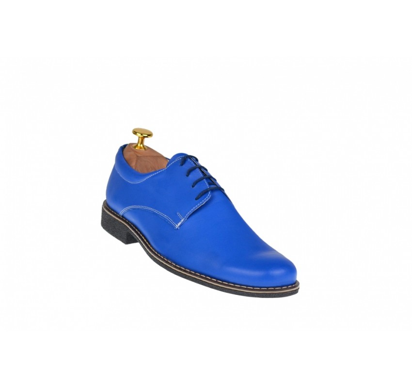 Oferta marimea 40 - Pantofi barbati casual - eleganti din piele naturala albastra  - LP80ALBASTRU