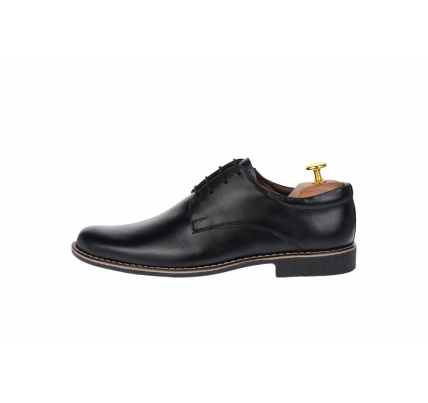 Oferta marimea 41 - Pantofi barbati casual, din piele naturala, Negru - LPANBOX